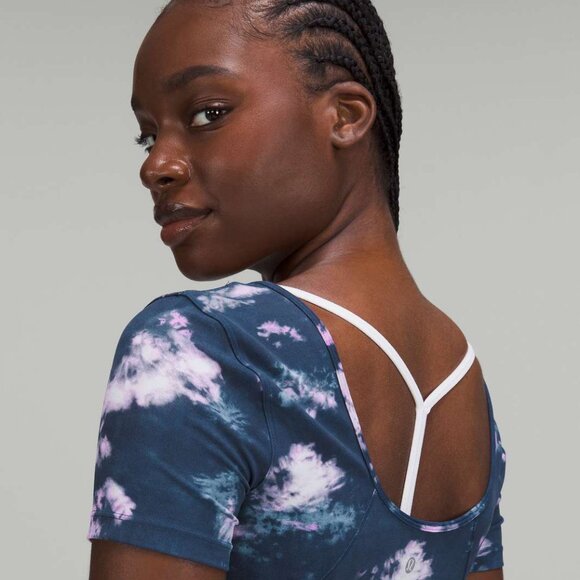 Lululemon Align T-Shirt In Circulate Tie Dye Mineral Blue Multi Size 8 - Picture 3 of 6